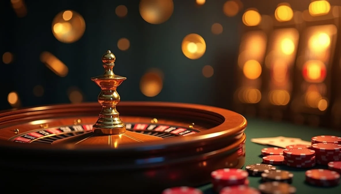 High-end casino scene with deep charcoal lighting